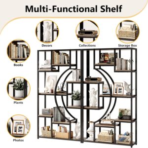 HolliWill 70.8" Tall Bookshelf Set of 2, 79" Wide Geometric Display Shelf with 18 Open Storage Shelves, Etagere Bookcase for Living Room, Office, Bedroom - Anti-Tip & Adjustable Feet - Image 8