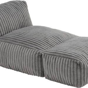 Hobestluk Big Bean Bag Lounger Chairs Large Beanbag Chair for Adults Bean Bag Sofa with Memory Foam Filled for Living Room, Bedroom or Balcony (Stripe Grey) - Image 8