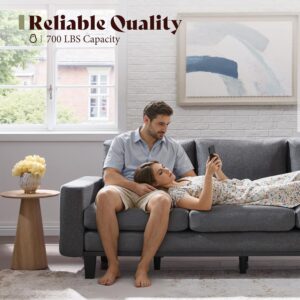 AMERLIFE 3 Seater Sofa with Deep Seat, 74.8" Modern Fabric Couch for Living Room, Full Metal Support, Pet-Friendly Comfy Sofa, Standard Couch for Bedroom & Apartment, Grey Linen - Image 5
