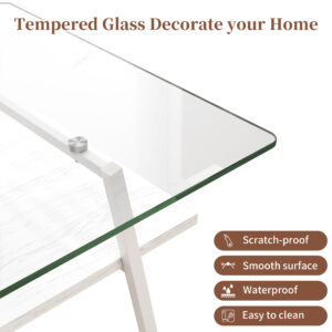 Rectangular Two Layer Coffee Table with Tempered Glass Top and Black Metal for Living Room Furniture - Image 6