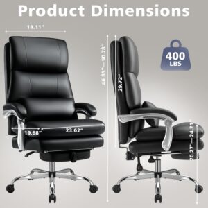WAILOR Cloud-Like Comfy Office Chair with Footrest, Overstuffed Fiberfill Executive Desk Chair, Ultra-Soft Reclining High Back Computer Chair, Cozy Double-Layered Plush Seat, Big & Tall 400lbs Cap - Image 3