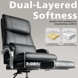 WAILOR Cloud-Like Comfy Office Chair with Footrest, Overstuffed Fiberfill Executive Desk Chair, Ultra-Soft Reclining High Back Computer Chair, Cozy Double-Layered Plush Seat, Big & Tall 400lbs Cap - Image 4
