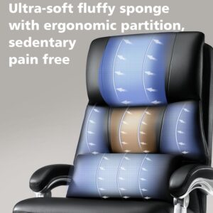 WAILOR Cloud-Like Comfy Office Chair with Footrest, Overstuffed Fiberfill Executive Desk Chair, Ultra-Soft Reclining High Back Computer Chair, Cozy Double-Layered Plush Seat, Big & Tall 400lbs Cap - Image 7