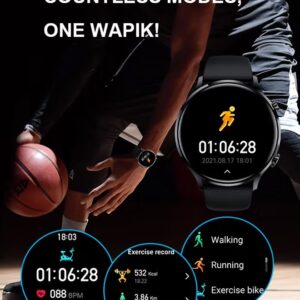 WAPIK Korean Brand Smart Watch Y5,Business Smartwatch, Waterproof Fitness Watch, Bluetooth Calling, Compatible with Android and iOS,Smartwatch For Men, Zinc Alloy Vacuum Plating, Heart Rate Monitoring,Black - Image 5