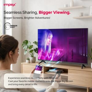 Impex 43-Inch Full HD Smart LED TV - Android, Quad Core, Frameless, A+ Panel, Wi-Fi, 2 HDMI, 2 USB, RJ45, 1920x1080 Resolution, 178° View, Slim Design, 2 Year Warranty - Gloria 43 Smart Black - Image 4