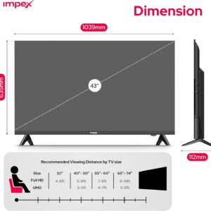 Impex 43-Inch Full HD Smart LED TV - Android, Quad Core, Frameless, A+ Panel, Wi-Fi, 2 HDMI, 2 USB, RJ45, 1920x1080 Resolution, 178° View, Slim Design, 2 Year Warranty - Gloria 43 Smart Black - Image 9