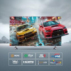 GEEPAS 32" Edgelss Slim LED TV with Remote Control,HDMI & USB Ports, AV Mode, Head Phone Jack, PC Audio In,VGA,Energy Saving Technology, Dynamic Sound GLED3201EHD Black - Image 4
