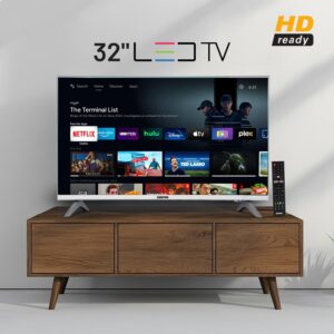 GEEPAS 32" Edgelss Slim LED TV with Remote Control,HDMI & USB Ports, AV Mode, Head Phone Jack, PC Audio In,VGA,Energy Saving Technology, Dynamic Sound GLED3201EHD Black - Image 2