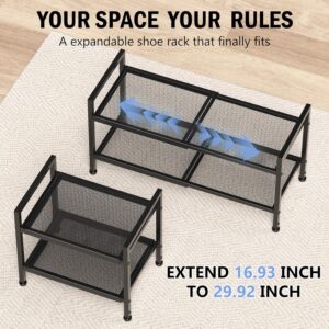 2 Tier Shoe Rack, Expandable Shoe Rack for Closet, Adjustable Shoe Organizer for Entryway, Shoe Storage Organizer for Door Entrance, Garage, Bedroom - Image 4