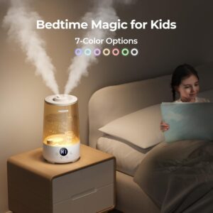Homvana Humidifiers for Bedroom Home, 3.6 L Cool Mist Top-Fill 34H Super Long Time, Quiet 23dB, Baby Humidifier, Oil Diffuser for Large Room, House, Plant, Nursery, Office, BPA FREE, Ultrasonic (Grey) - Image 6