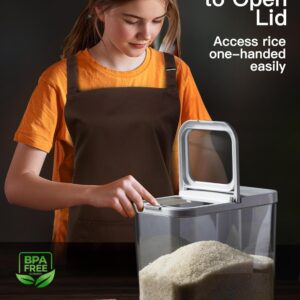 LivLab Mker 20-25 lbs Rice Dispenser with measuring spoon - 11.4Qt/12L Large Airtight Food Storage Rice Container for Cereal, Flour - BPA-Free PET, Slim Space-Saving - Image 4