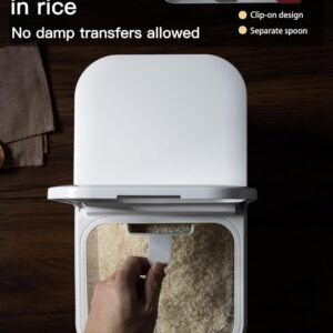 LivLab Mker 20-25 lbs Rice Dispenser with measuring spoon - 11.4Qt/12L Large Airtight Food Storage Rice Container for Cereal, Flour - BPA-Free PET, Slim Space-Saving - Image 8