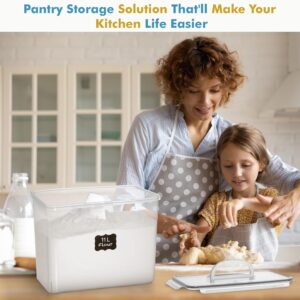 Shazo 2 PC (11L | 372 oz) Flour Sugar Storage Containers with Easy Carry Handle - Plastic Extra Large Food Storage Containers with Lids for Rice Cereal, BPA Free & Airtight Kitchen Pantry Organization - Image 2