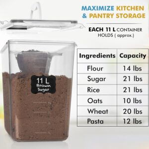 Shazo 2 PC (11L | 372 oz) Flour Sugar Storage Containers with Easy Carry Handle - Plastic Extra Large Food Storage Containers with Lids for Rice Cereal, BPA Free & Airtight Kitchen Pantry Organization - Image 6