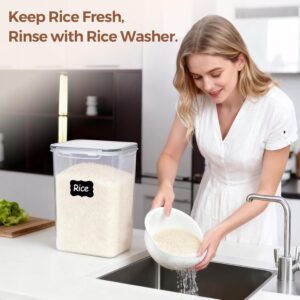 ComSaf Rice Container Set of 2, 9.5L/10Qt Large Airtight Food Storage Containers with Lids, BPA-Free Plastic Rice Storage Container for Kitchen Pantry Organization, Dry Food, Beans, Grain, and Flour - Image 6