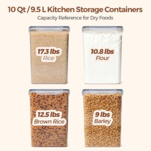 ComSaf Rice Container Set of 2, 9.5L/10Qt Large Airtight Food Storage Containers with Lids, BPA-Free Plastic Rice Storage Container for Kitchen Pantry Organization, Dry Food, Beans, Grain, and Flour - Image 7
