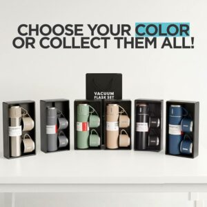 Black Vacuum Flask Gift Set, Stainless Steel Insulated Water Bottle w/ 3 Cups, Hot & Cold Drinks Coffee Thermo Water Bottle, Reusable Thermal Cup for Outdoor Camping Travel, Termos para Agua Fria,17oz - Image 8