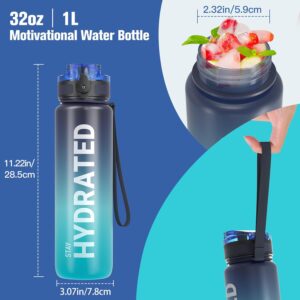 Sahara Sailor Water Bottle 32oz, Durable and Leakproof Water Bottles Motivational with Time Marker, Tritan, BPA Free, Wide Mouth with Easy Clean Brush for Gym, Travel, Home, School, Office (1 Bottle) - Image 2