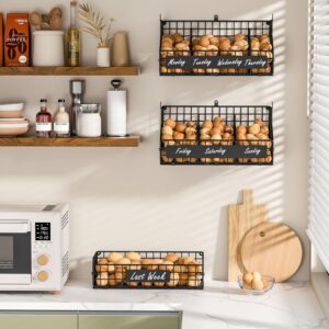 keomaisyto Egg Holder Countertop with 5 Dividers & DIY Nameplate to Separate Eggs, 3 Tier Stackable Wire Storage Baskets for Gathering Fresh Eggs, XXL Large Egg Rack, Wall-Mounted (Patent Pending) - Image 2