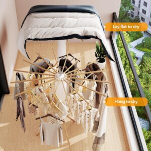 Clothes Drying Rack Tripod,Drying Rack Clothing,Laundry Drying Rack,Floor Standing,16 Wooden Poles,Collapsible Drying Racks for Laundry,Retractable,Foldable,Folding - Image 4