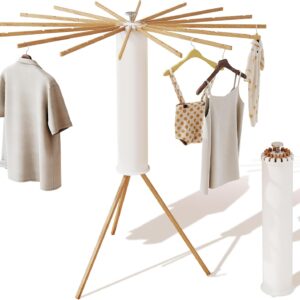 Clothes Drying Rack Tripod,Drying Rack Clothing,Laundry Drying Rack,Floor Standing,16 Wooden Poles,Collapsible Drying Racks for Laundry,Retractable,Foldable,Folding - Image 7