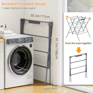 Drying Rack Clothing,Large 12 Drying Poles with Sock Clips Clothes Drying Rack,Foldable Portable Laundry Drying Rack for Air Drying Clothing,Towels,Delicate Eac,Indoor Outdoor Use.Silver - Image 5