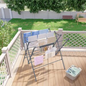Drying Rack Clothing,Large 12 Drying Poles with Sock Clips Clothes Drying Rack,Foldable Portable Laundry Drying Rack for Air Drying Clothing,Towels,Delicate Eac,Indoor Outdoor Use.Silver - Image 8