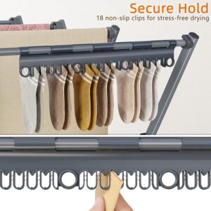 Drying Rack Clothing,Large 12 Drying Poles with Sock Clips Clothes Drying Rack,Foldable Portable Laundry Drying Rack for Air Drying Clothing,Towels,Delicate Eac,Indoor Outdoor Use.Silver - Image 9