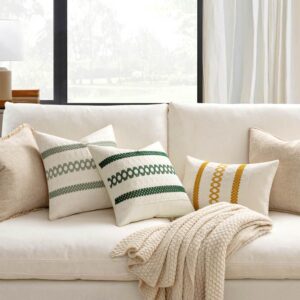 MIULEE Set of 2 Sage Green Boho Decorative Pillow Covers 18x18 Inch Farmhouse Rustic Couch Throw Pillows Modern Summer Cotton Cushion Covers Retro Cute Macrame Woven Spring Decor for Bed Sofa Chair - Image 2