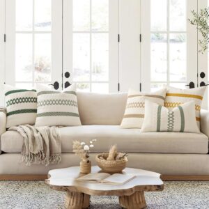 MIULEE Set of 2 Sage Green Boho Decorative Pillow Covers 18x18 Inch Farmhouse Rustic Couch Throw Pillows Modern Summer Cotton Cushion Covers Retro Cute Macrame Woven Spring Decor for Bed Sofa Chair - Image 3