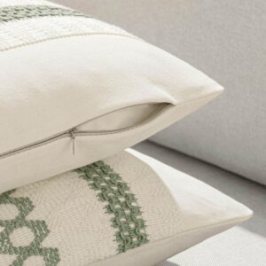 MIULEE Set of 2 Sage Green Boho Decorative Pillow Covers 18x18 Inch Farmhouse Rustic Couch Throw Pillows Modern Summer Cotton Cushion Covers Retro Cute Macrame Woven Spring Decor for Bed Sofa Chair - Image 5