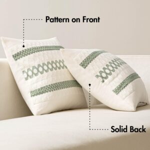 MIULEE Set of 2 Sage Green Boho Decorative Pillow Covers 18x18 Inch Farmhouse Rustic Couch Throw Pillows Modern Summer Cotton Cushion Covers Retro Cute Macrame Woven Spring Decor for Bed Sofa Chair - Image 6