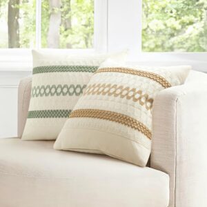 MIULEE Set of 2 Sage Green Boho Decorative Pillow Covers 18x18 Inch Farmhouse Rustic Couch Throw Pillows Modern Summer Cotton Cushion Covers Retro Cute Macrame Woven Spring Decor for Bed Sofa Chair - Image 7