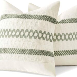 MIULEE Set of 2 Sage Green Boho Decorative Pillow Covers 18x18 Inch Farmhouse Rustic Couch Throw Pillows Modern Summer Cotton Cushion Covers Retro Cute Macrame Woven Spring Decor for Bed Sofa Chair - Image 8