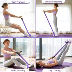Pedal Resistance Bands with Handles, Upgrade 6-Tubes Manual Tension Training Pedal, Natural Rubber Foot Pedal Resistance Bands, Multifunction Fitness Bands for Abdomen, Waist, Arm, Leg - Image 5
