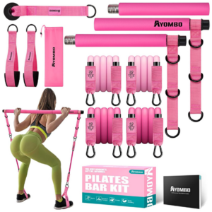 Ayombo Pilates Bar Kit with Resistance Bands, Pilates Workout Equipment for Legs, Hip, Waist, Arm, Squats Exercise Equipment for Home Workouts, Adjustable 3-Section Pilates Bar Kit for Women & Men - Image 2