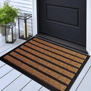 Extra Durable Door Mat - Dirt Trapping Outdoor Welcome Mats - Non-Slip Outdoor Indoor Entrance - Low Profile Front Doormat (30" x 17", Bright Brown) - Image 2