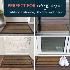 Extra Durable Door Mat - Dirt Trapping Outdoor Welcome Mats - Non-Slip Outdoor Indoor Entrance - Low Profile Front Doormat (30" x 17", Bright Brown) - Image 10