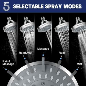 HOPOPRO 5-Mode High Pressure Shower Head - The Washington Post, NBC News, Today TV Show Recommended - High Flow Fixed Showerheads (4 Inch Chrome) - Image 3