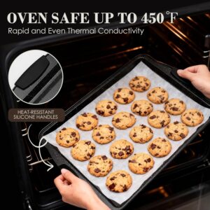 Baking Pans Set Nonstick, Bakeware Sets Stackable with Silicone Handles, AIVIKI 22 Pieces Oven Pan for Cooking Including Baking Cookie Sheet with Rack, Roast Pan, Cake Pan, Loaf Pan, Muffin Pan, Black - Image 4
