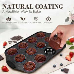 Baking Pans Set Nonstick, Bakeware Sets Stackable with Silicone Handles, AIVIKI 22 Pieces Oven Pan for Cooking Including Baking Cookie Sheet with Rack, Roast Pan, Cake Pan, Loaf Pan, Muffin Pan, Black - Image 5