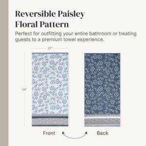 Modern Threads 6 Piece Bath Towel Set – Bathroom Set with 2 Bath Towels, 2 Hand Towels, and 2 Wash Cloths – 100% Cotton, Super Absorbent & Extra Soft – Reversible Floral Trail (Navy) - Image 3