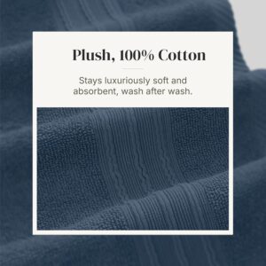 Modern Threads 6 Piece Bath Towel Set – Bathroom Set with 2 Bath Towels, 2 Hand Towels, and 2 Wash Cloths – 100% Cotton, Super Absorbent & Extra Soft – Reversible Floral Trail (Navy) - Image 6