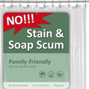Barossa Design Plastic Shower Liner Clear - Premium PEVA Shower Curtain Liner with Rustproof Grommets and 3 Magnets, Waterproof Cute Lightweight Standard Size Bathroom Curtains - Clear - Image 9