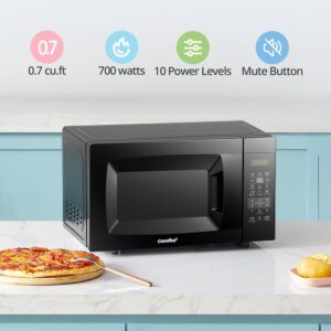 COMFEE' EM720CPL-PMB Countertop Microwave Oven with Sound On/Off, ECO Mode and Easy One-Touch Buttons, 0.7cu.ft, 700W, Black - Image 3