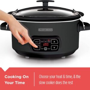 BLACK+DECKER 7-Quart Slow Cooker, SCD4007, Chalkboard Exterior, Locking Lid, 3 Heat Settings, Removable Stoneware Crock - Image 4