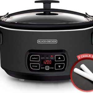 BLACK+DECKER 7-Quart Slow Cooker, SCD4007, Chalkboard Exterior, Locking Lid, 3 Heat Settings, Removable Stoneware Crock - Image 5