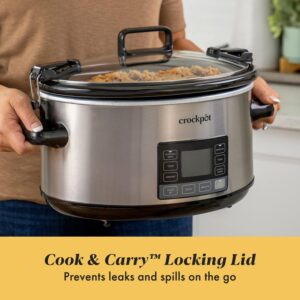 Crock-Pot 7-Quart Slow Cooker, Portable Programmable with Timer, Locking Lid, Stainless Steel; an Essential Kitchen Appliance, Perfect for Families and Gatherings - Image 4