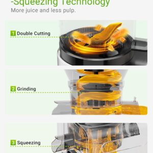Cold Press Juicer Machine, 6.5" Large Feed Chute Masticating Extractor, Easy to Clean for Whole Fruits & Vegetables, High Yield - Image 9