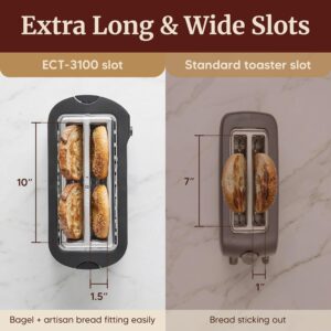 Elite Gourmet ECT-3100 4-Slice Long Slot Toaster | Extra Wide Slots for Bagels, Sourdough & Texas Toast | 6 Browning Settings | Reheat, Defrost & Cancel | Built-In Warming Rack | Stainless Steel - Image 3